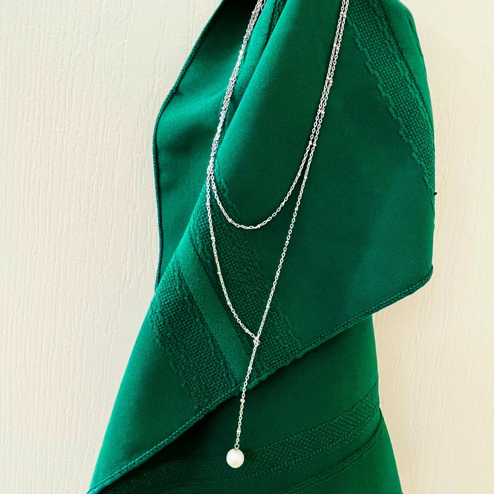 Layered silver and pearl necklace
